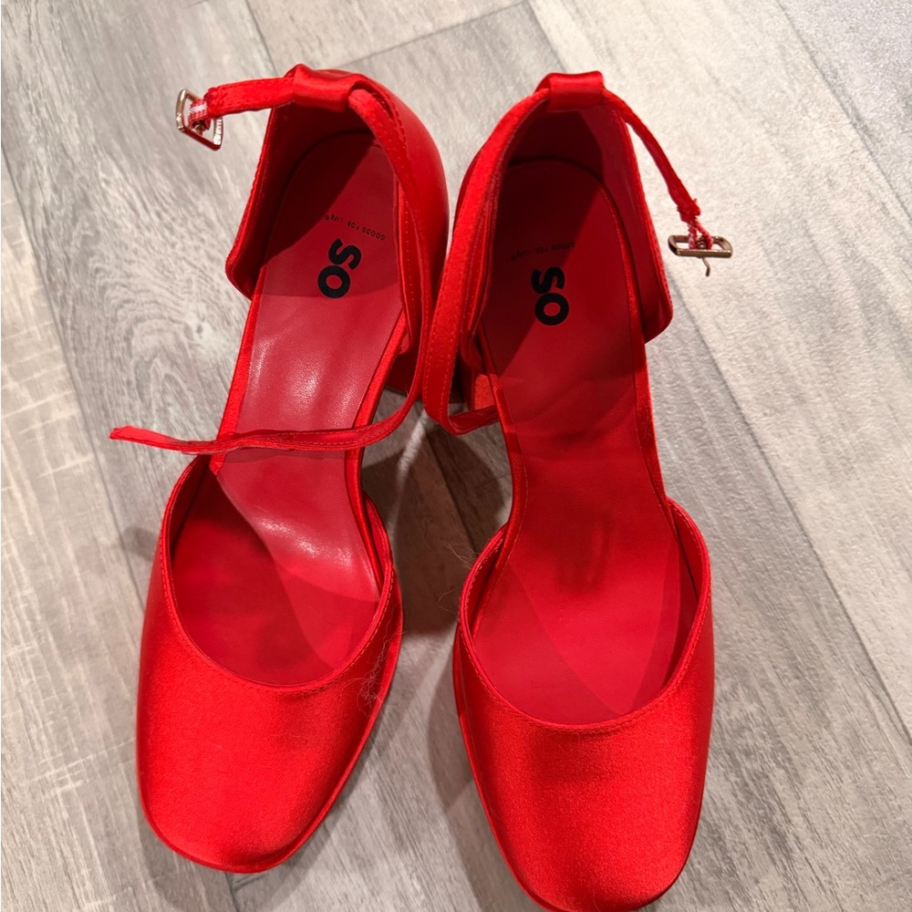 SO Women's Bold Red Heels with Ankle Strap